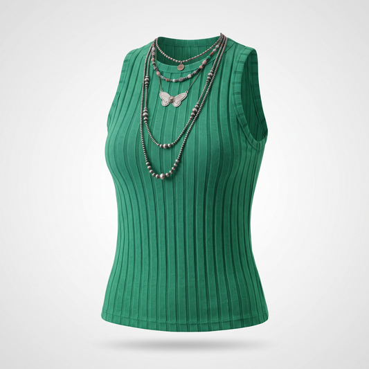 Noelia | Ribbed Mineral Washed Slim Fit Tank Top for Layering