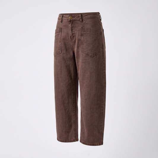 Romilly | Ankle Length Barrel Leg Jeans with Square Patch Pockets
