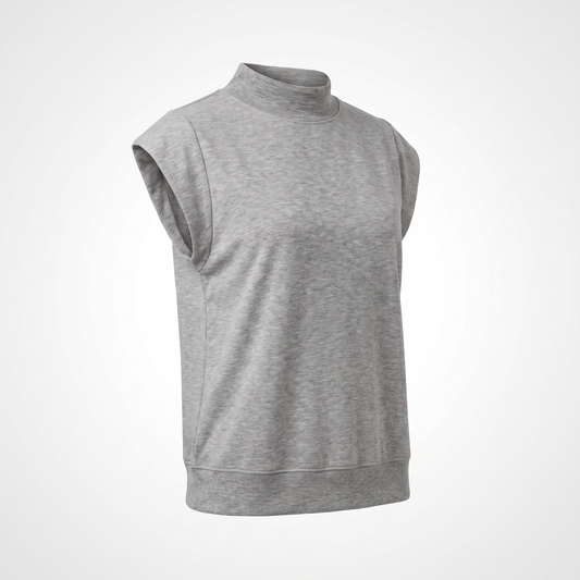 Danae | Mock Neck Cap Sleeve Relaxed Top for Everyday Layering