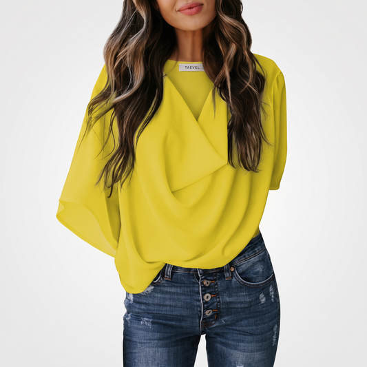 Sabine | Draped Sleeve V Neck Wrap Blouse for Warm Weather