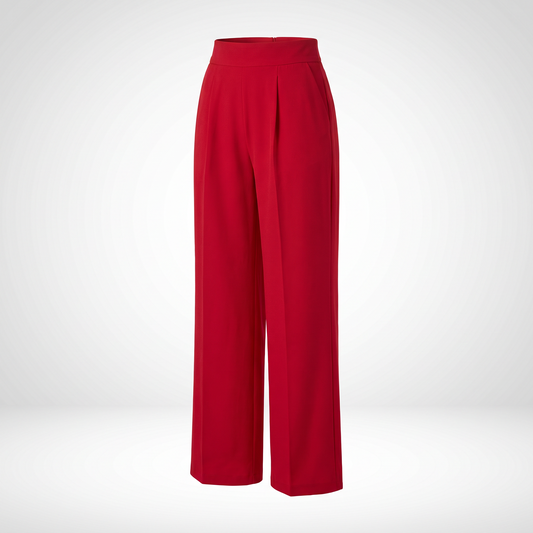 Giada | Pleated Pull On Straight Leg Trousers with Elastic Waist
