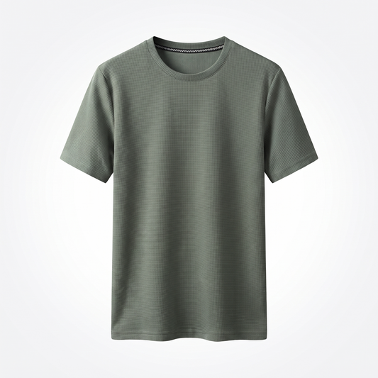 Alderi | Waffle Knit Crew Neck T Shirt for Men with Breathable Everyday Fit