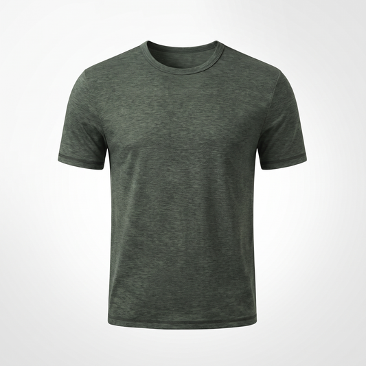 Marenzo | Wrinkle Resistant Crew Neck Cotton T Shirt for Men for Daily Wear