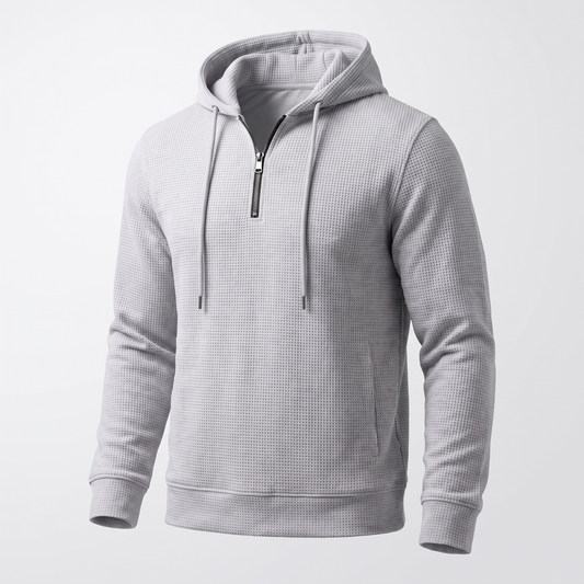 Caprelli | Waffle Knit Quarter Zip Hoodie for Men with Cozy Casual Warmth
