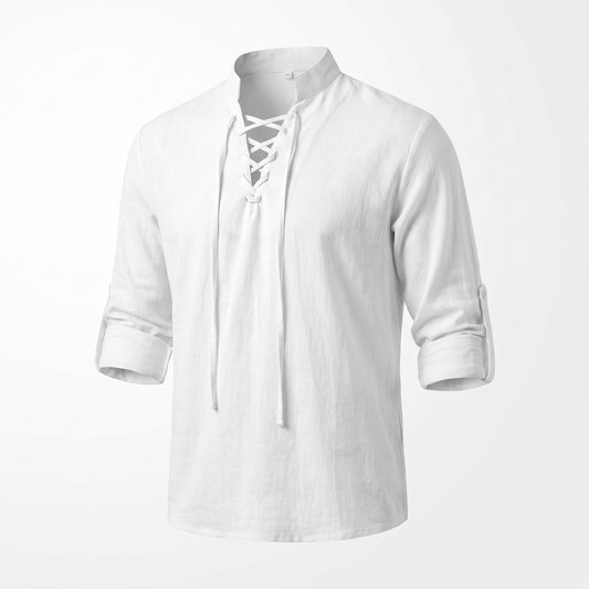 Doriano | Relaxed Lace Up Placket Shirt for Coastal Summer Layering