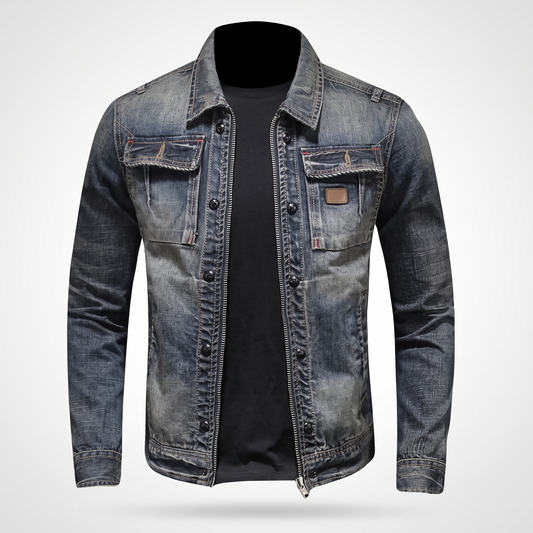 Lorenzi | Rigid Cotton Denim Jacket for Year Round Casual Layering