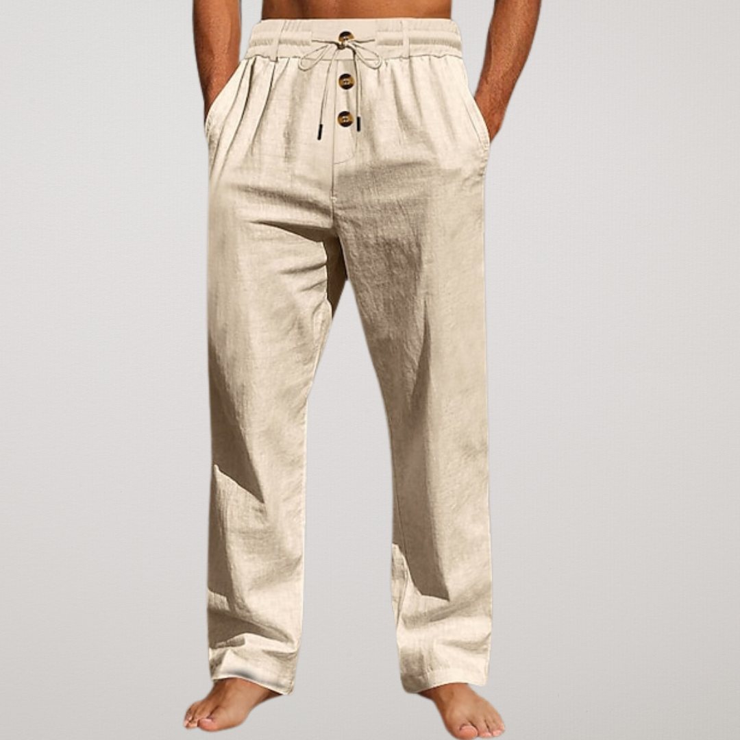 Bassero | Straight Leg Pure Linen Trousers for Resort Days and Warm Evenings