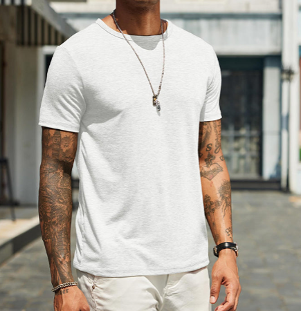 Marenzo | Wrinkle Resistant Crew Neck Cotton T Shirt for Men for Daily Wear