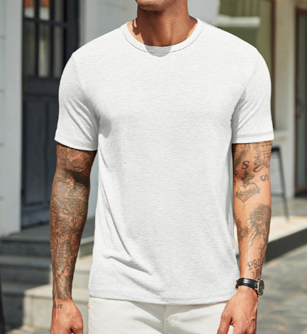 Marenzo | Wrinkle Resistant Crew Neck Cotton T Shirt for Men for Daily Wear